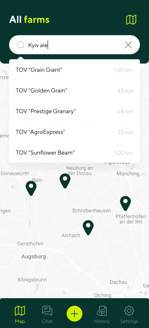 Всі ферми - мобільний інтерфейс 4